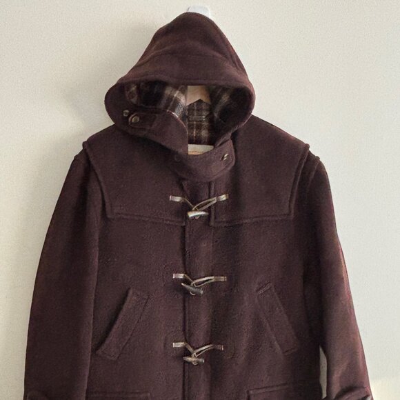 Aquascutum London Brown Duffle Coat/  Overcoat Buckle Full Zip - M-L - Picture 1 of 14
